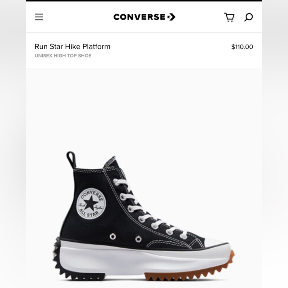 Converse Run Star Hike PlatForm - Black - Size 6.5